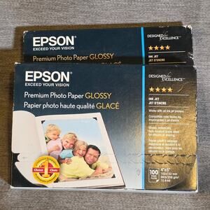 NEW 2 boxes - Epson 100-ct. Premium Glossy Ink Jet Photo Paper 4"x6" - S041727